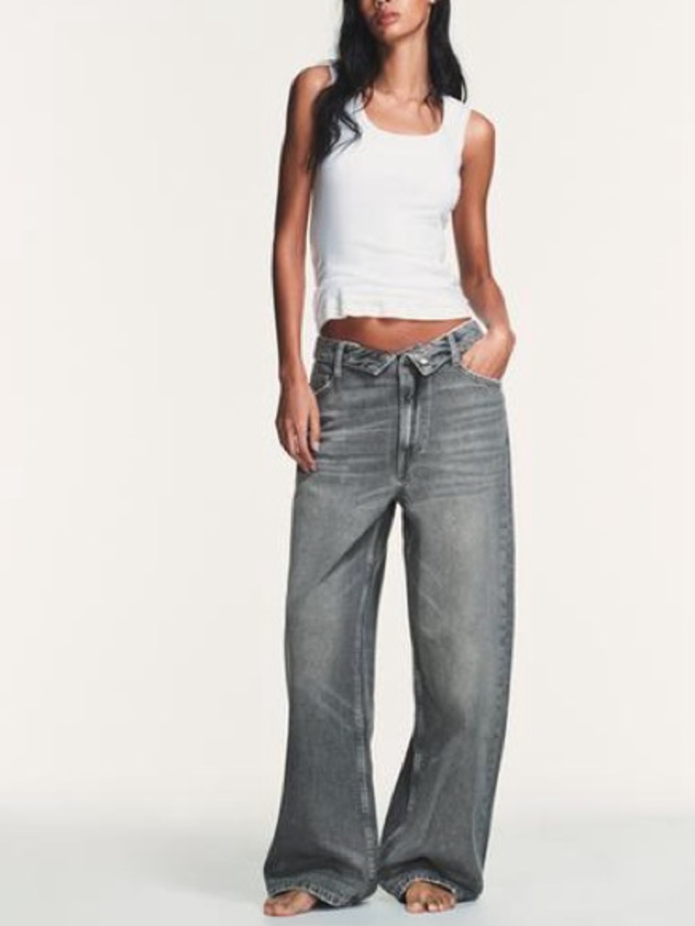 Zara grey wide leg jeans